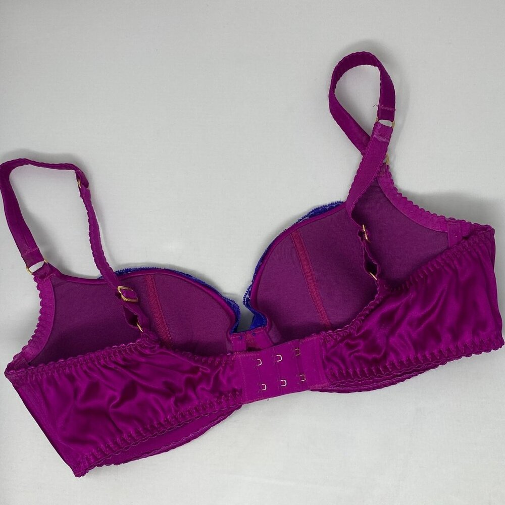 Agent Provocateur Molly Purple Silk Bra 36D New - Picture 10 of 14